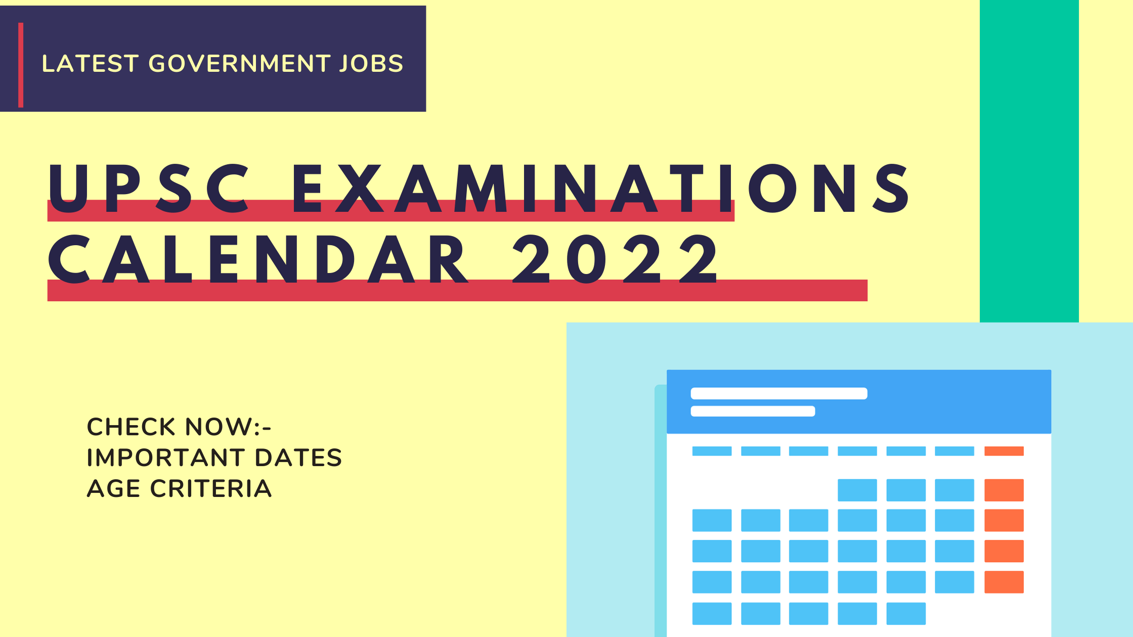 upsc examination calendra 2022 Latest Government Jobs